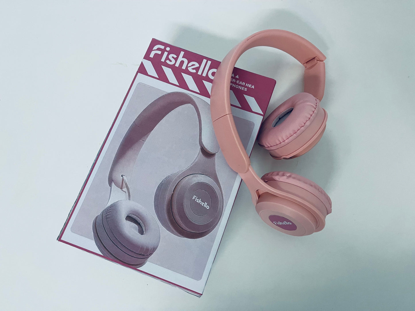 Fishello Pink Headphones - Plush Cushioned Wired Headset for All-Day Wear