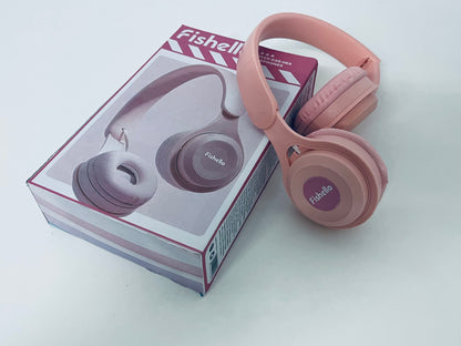 Fishello Pink Headphones - Plush Cushioned Wired Headset for All-Day Wear