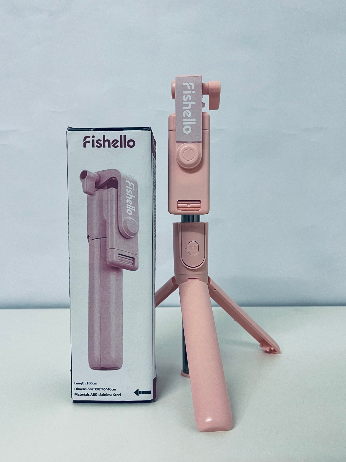 Fishello Pink 3-in-1 Selfie Stick - Foldable Bluetooth Tripod for Versatile Shooting