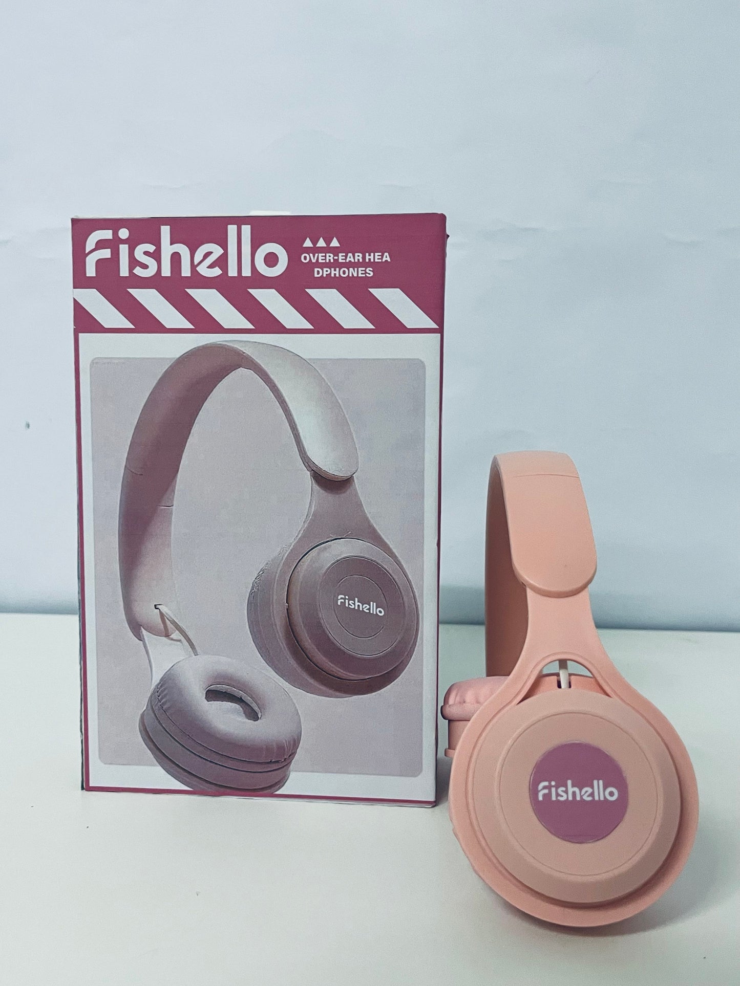 Fishello Pink Headphones - Plush Cushioned Wired Headset for All-Day Wear