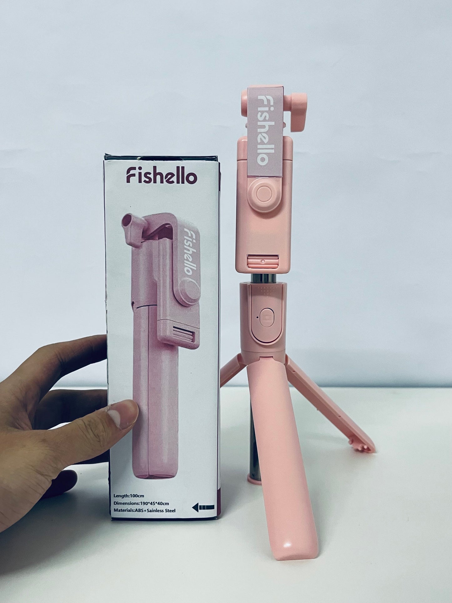 Fishello Pink 3-in-1 Selfie Stick - Foldable Bluetooth Tripod for Versatile Shooting