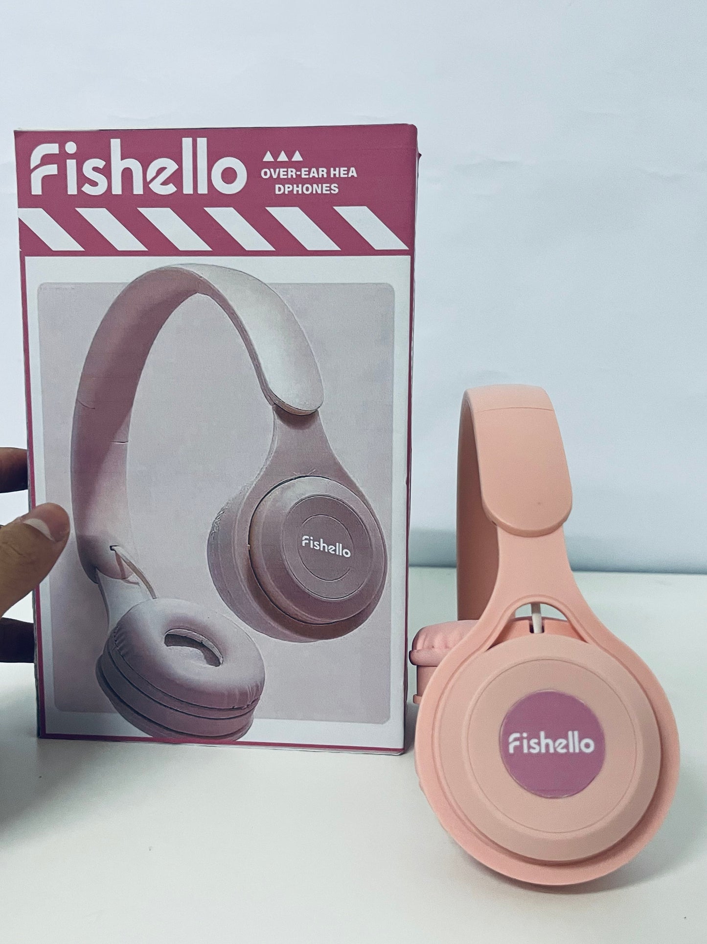 Fishello Pink Headphones - Plush Cushioned Wired Headset for All-Day Wear