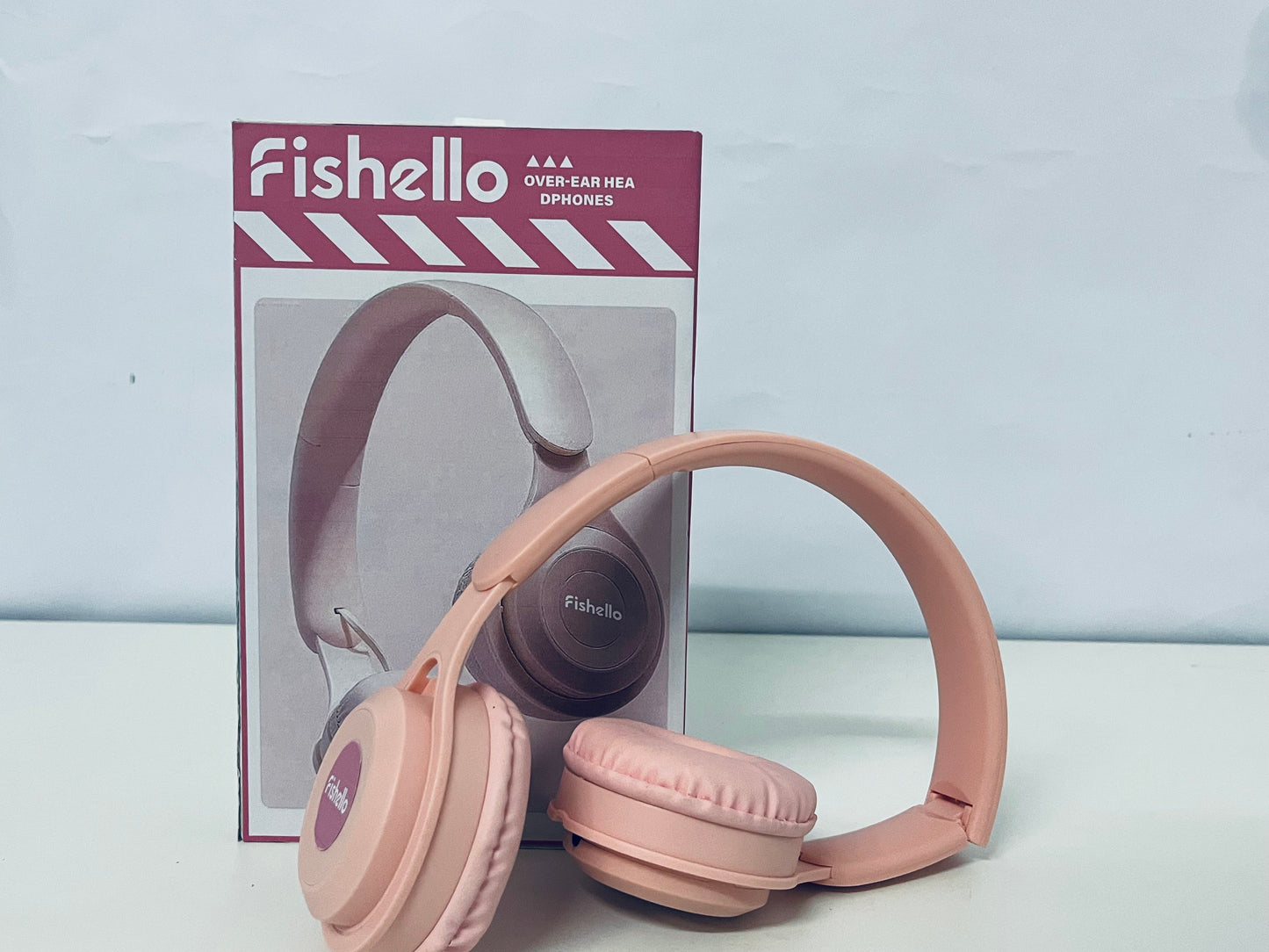 Fishello Pink Headphones - Plush Cushioned Wired Headset for All-Day Wear