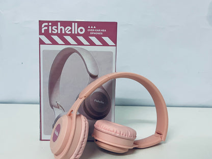 Fishello Pink Headphones - Plush Cushioned Wired Headset for All-Day Wear