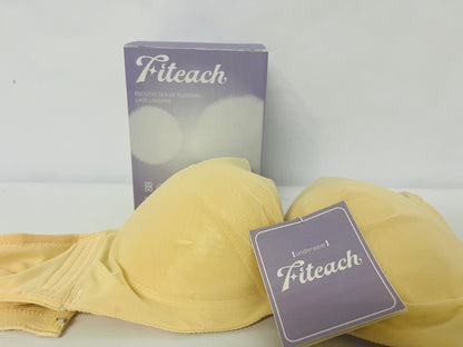 Fiteach Women’s Strapless Bra - Cream Yellow Mesh Padded Push-Up Bra with Anti-Slip Design