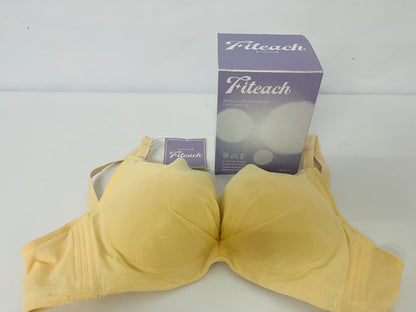 Fiteach Women’s Strapless Bra - Cream Yellow Mesh Padded Push-Up Bra with Anti-Slip Design