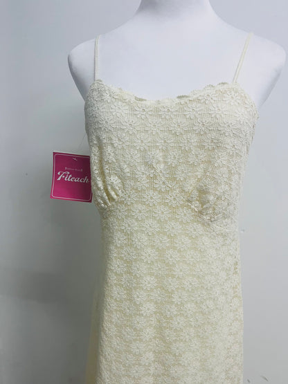 Fiteach Women's Cream Lace Cami Dress - Spaghetti Strap Sleeveless Midi Dress for Casual & Party