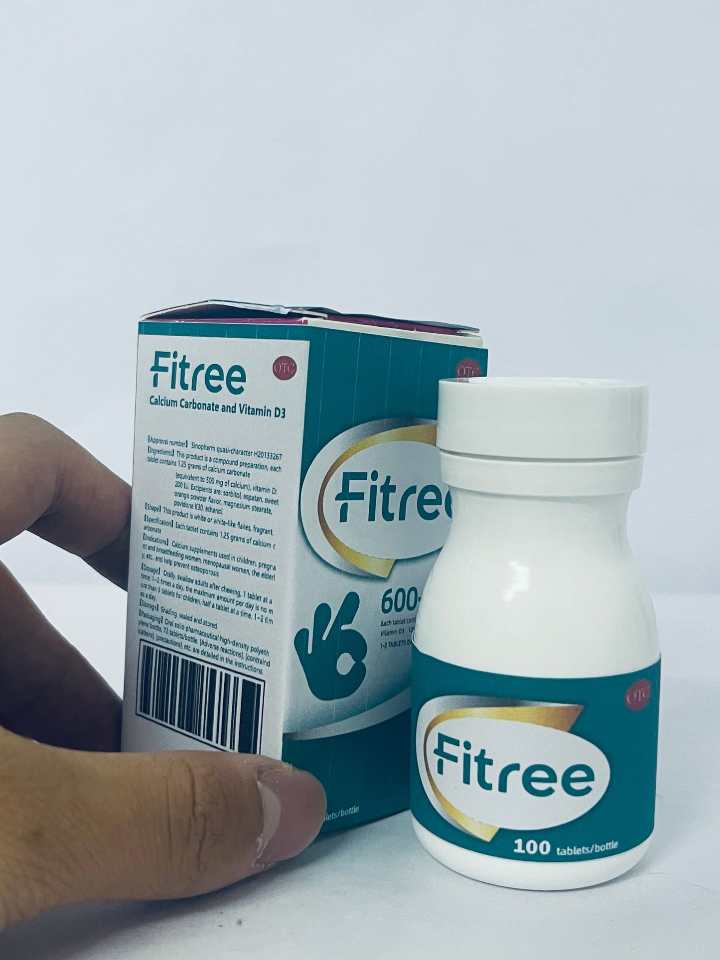Fitree Calcium 600mg + Vitamin D3 125IU Tablets, 100 Count, OTC Certified, Bone Health Supplement for Adults & Seniors, Enhanced Absorption with Vitamin D3