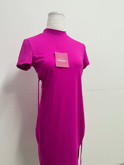 Flexpert Dresses Women Midi Dresses Halter Neck Ruched Bodycon Dresses Tie Waist T Shirt Summer Dress
