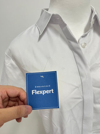Flexpert Chemises Womens Button Down Shirts Tailored Short Sleeve Shirt Basic Simple Stretch Wrinkle Free Formal Work Blouses