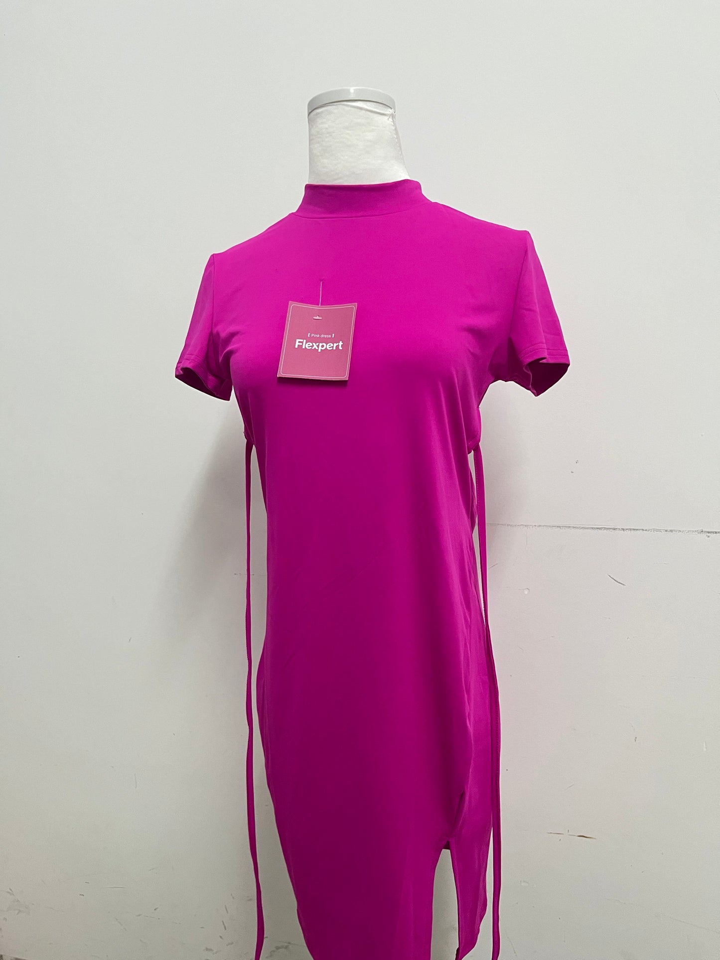 Flexpert Dresses Women Midi Dresses Halter Neck Ruched Bodycon Dresses Tie Waist T Shirt Summer Dress