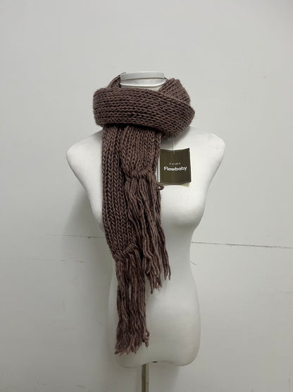 Flowbaby Chunky Knit Scarfs Retro Warm Textured Essential for Autumn & Winter Outfits