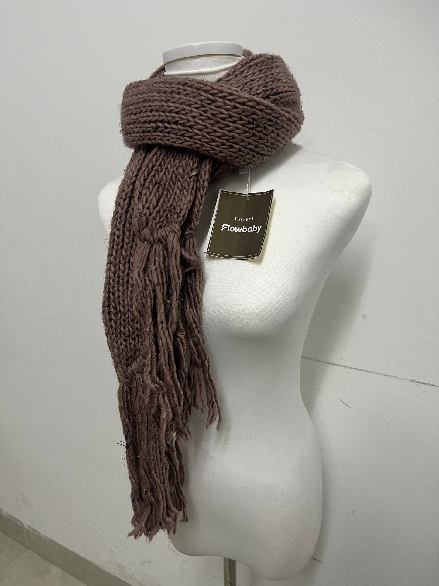 Flowbaby Chunky Knit Scarfs Retro Warm Textured Essential for Autumn & Winter Outfits