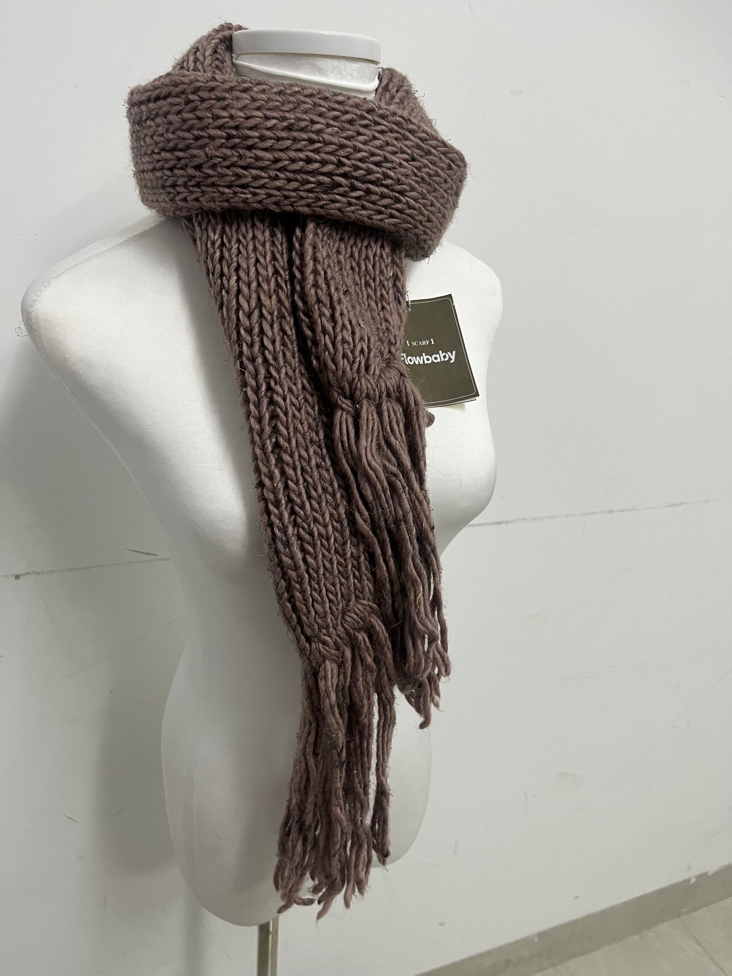 Flowbaby Chunky Knit Scarfs Retro Warm Textured Essential for Autumn & Winter Outfits