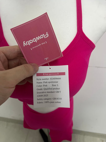 Flowbaby Tracksuits Women's Sportswear Set Camisole Sports Bra + High-Waisted Sport Shorts Vibrant & Fashionable First Choice for Yoga & Fitness