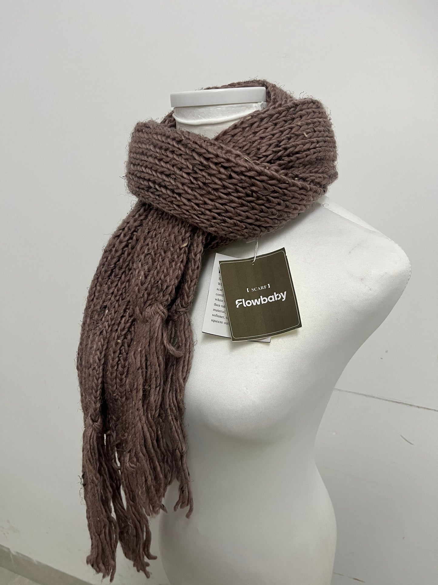 Flowbaby Chunky Knit Scarfs Retro Warm Textured Essential for Autumn & Winter Outfits