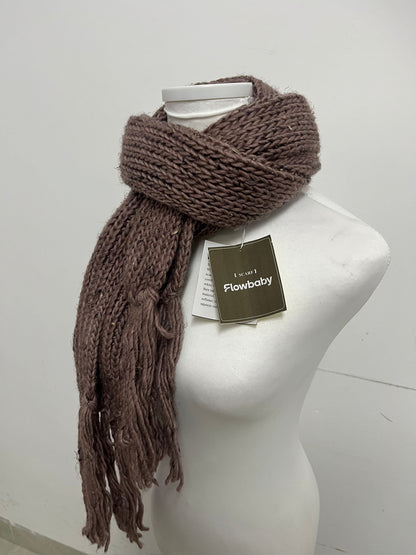 Flowbaby Chunky Knit Scarfs Retro Warm Textured Essential for Autumn & Winter Outfits
