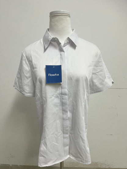 【Flowfox Short-Sleeve White Cotton Shirt】—— Classic & Breathable Daily Essential