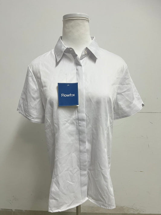 【Flowfox Short-Sleeve White Cotton Shirt】—— Classic & Breathable Daily Essential