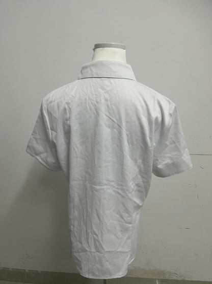 【Flowfox Short-Sleeve White Cotton Shirt】—— Classic & Breathable Daily Essential