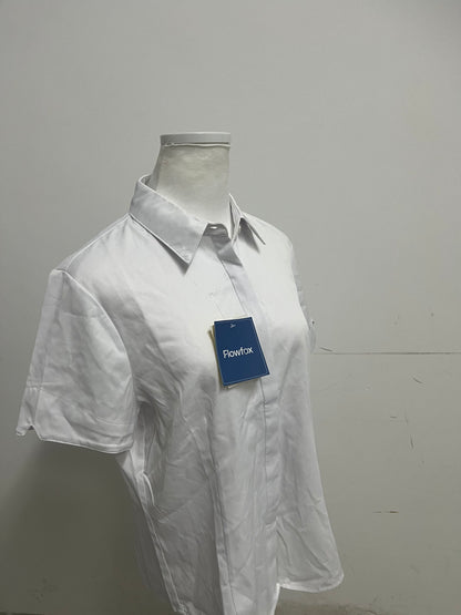 【Flowfox Short-Sleeve White Cotton Shirt】—— Classic & Breathable Daily Essential