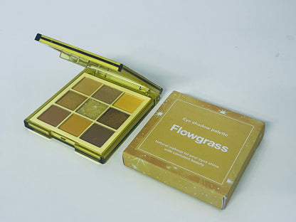 Flowgrass Gilded Warm Brown 9-Color Eyeshadow Palette - Matte Pearl Shimmer Daily Versatile Makeup Palette