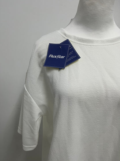 FluxStar Minimalist Solid White Textured T-Shirt: Breathable Soft-Fabric Relaxed-Fit Daily Casual Top for All-Day Comfort