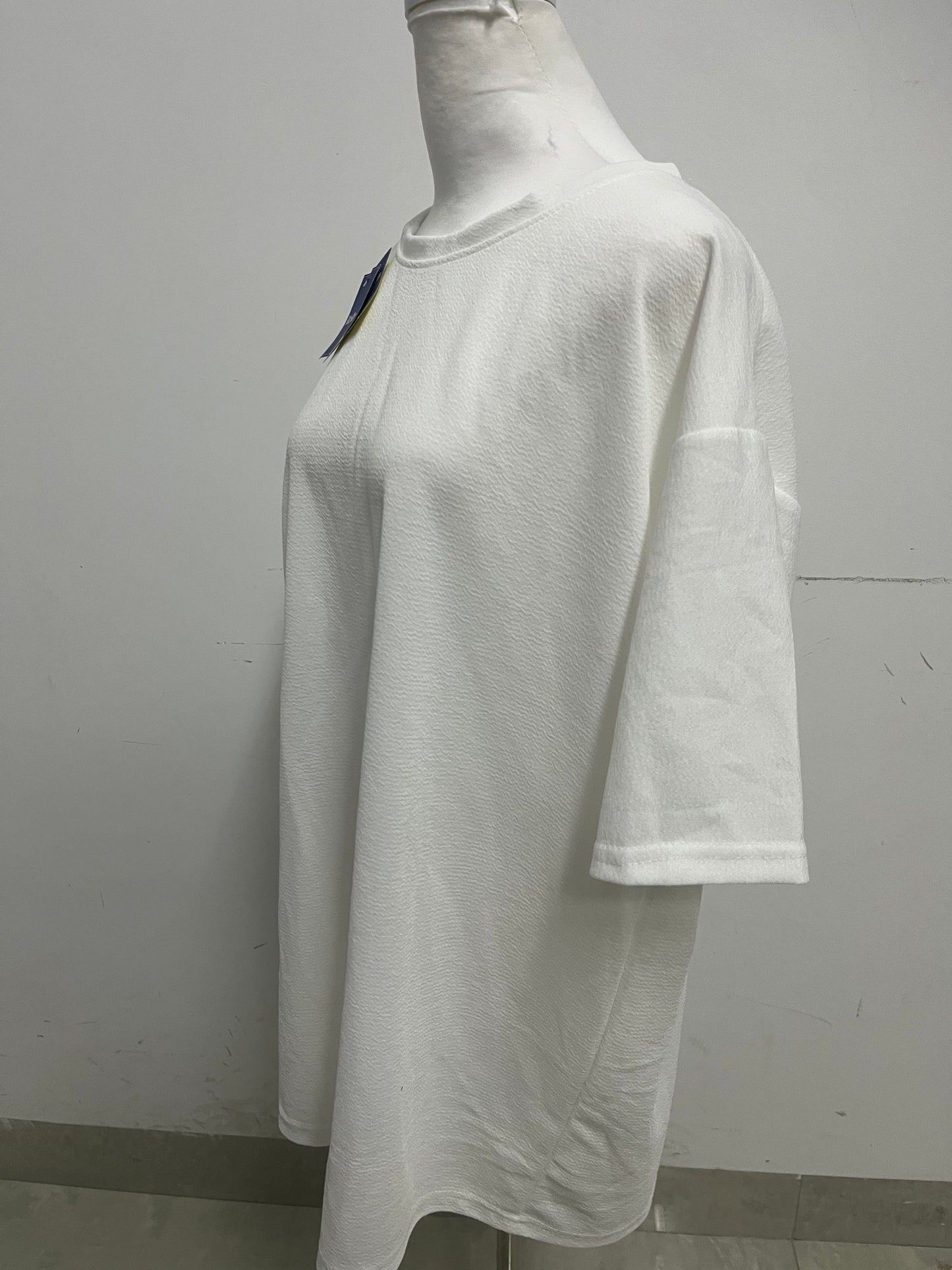FluxStar Minimalist Solid White Textured T-Shirt: Breathable Soft-Fabric Relaxed-Fit Daily Casual Top for All-Day Comfort