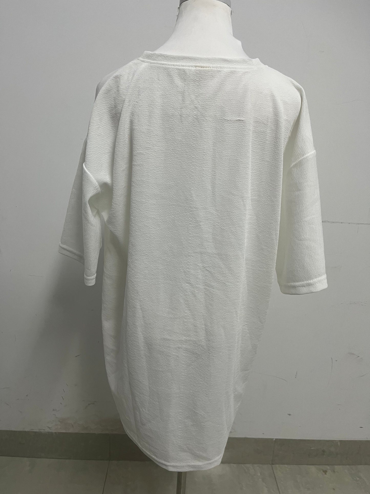 FluxStar Minimalist Solid White Textured T-Shirt: Breathable Soft-Fabric Relaxed-Fit Daily Casual Top for All-Day Comfort