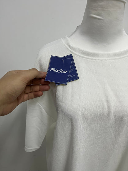 FluxStar Minimalist Solid White Textured T-Shirt: Breathable Soft-Fabric Relaxed-Fit Daily Casual Top for All-Day Comfort