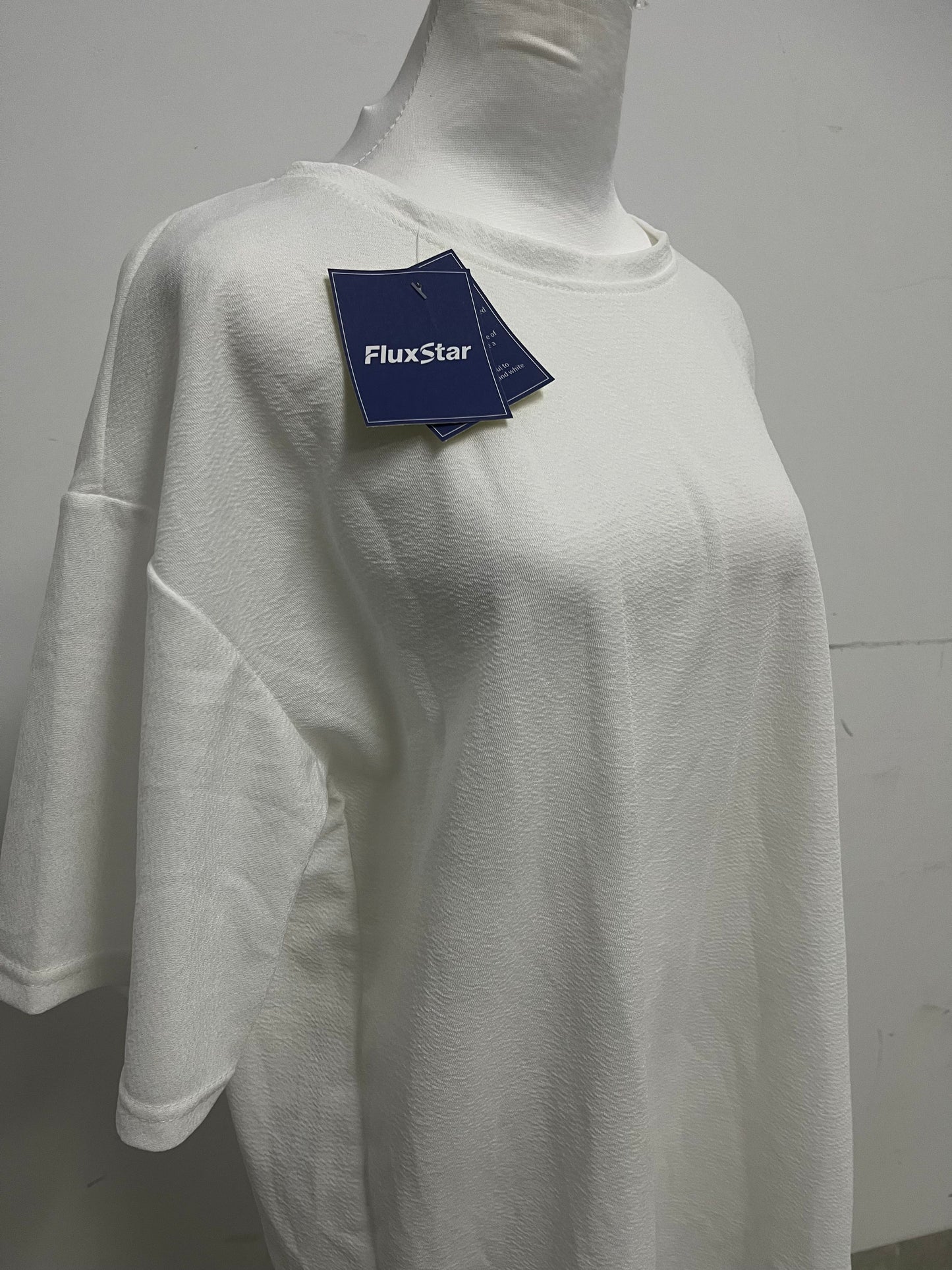 FluxStar Minimalist Solid White Textured T-Shirt: Breathable Soft-Fabric Relaxed-Fit Daily Casual Top for All-Day Comfort