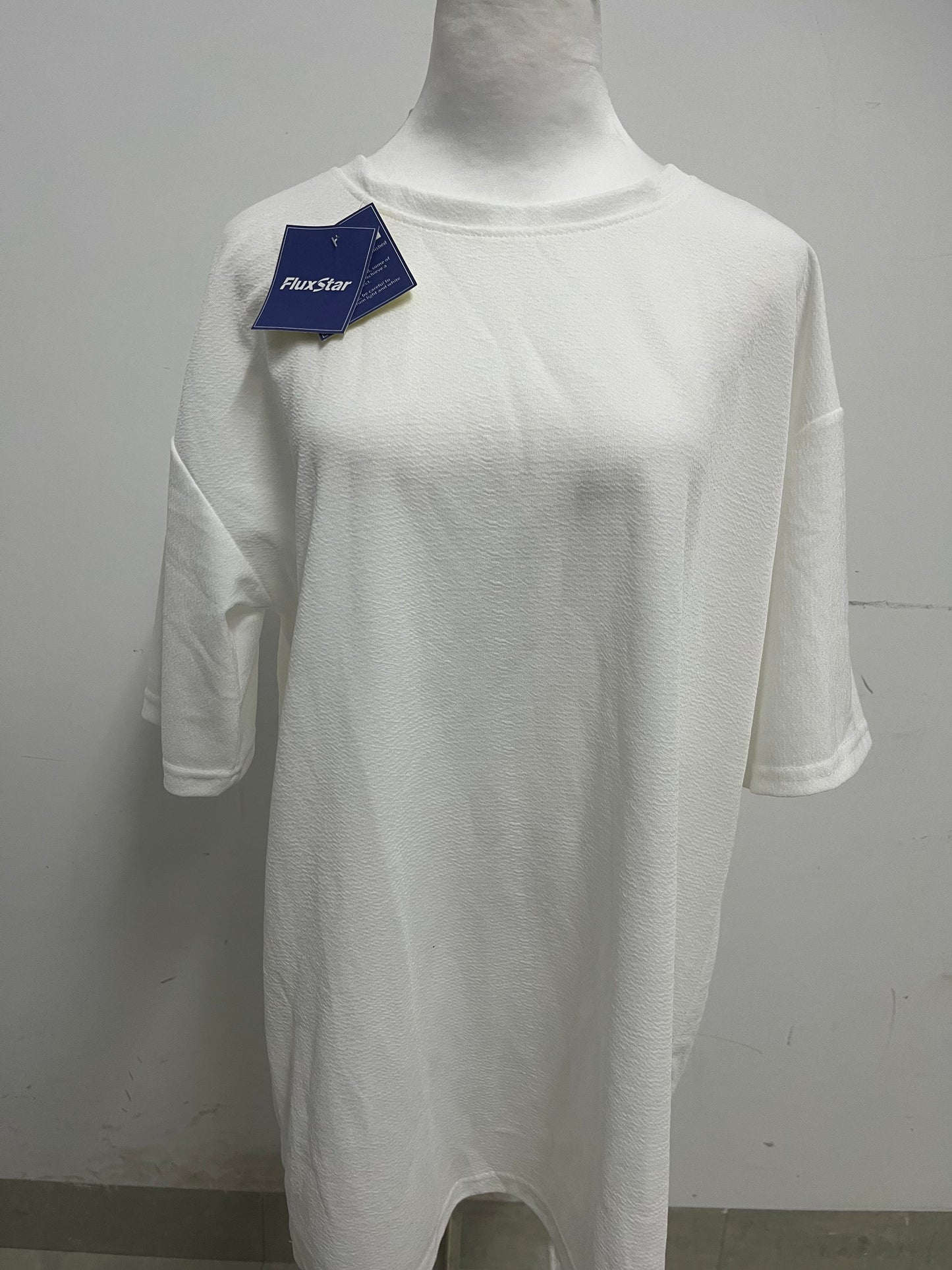 FluxStar Minimalist Solid White Textured T-Shirt: Breathable Soft-Fabric Relaxed-Fit Daily Casual Top for All-Day Comfort