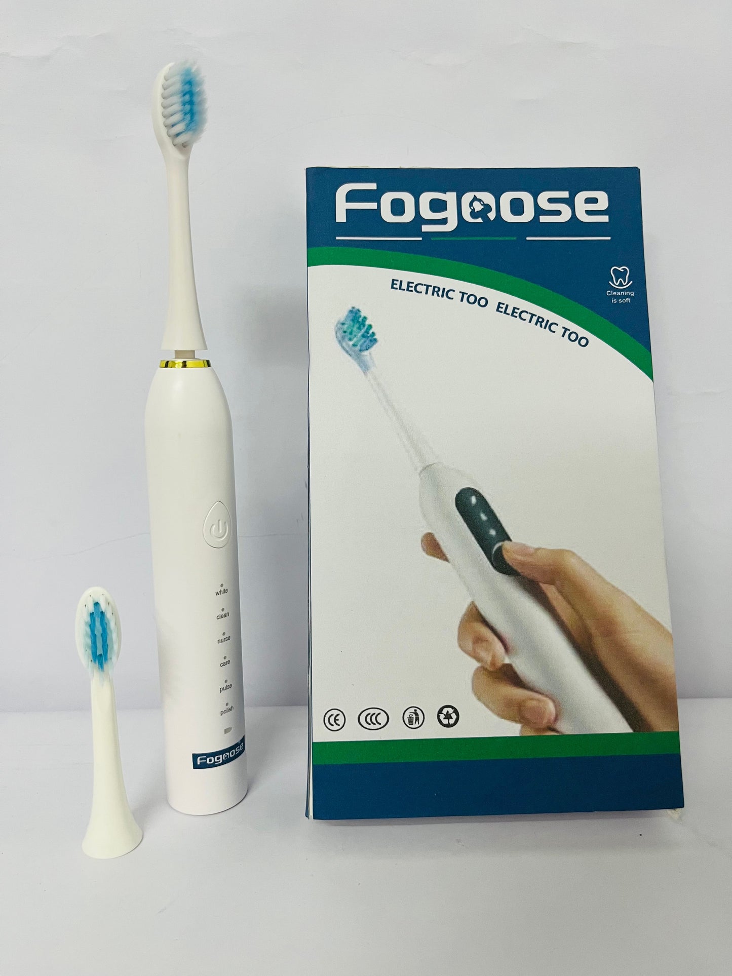Fogoose Electric Toothbrush for Adults, 20000 VPM, 5 Cleaning Modes, 90-Day Battery Life, Built-in Smart Timer, IPX7 Waterproof Rechargeable Toothbrush, 2 Interchangeable Brush Heads (White)