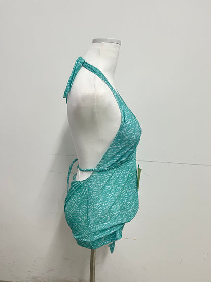 Forabbit Women's Stylish Deep V Halter Top with Back Tie Detail and Textured Fabric
