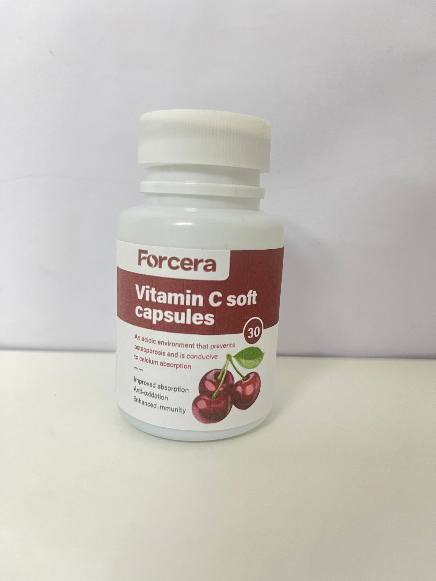 Forcera Vitamin C Soft Capsules (Cherry Flavor)promoting efficient calcium absorption and supporting osteoporosis prevention, strengthening both immunity and bone health