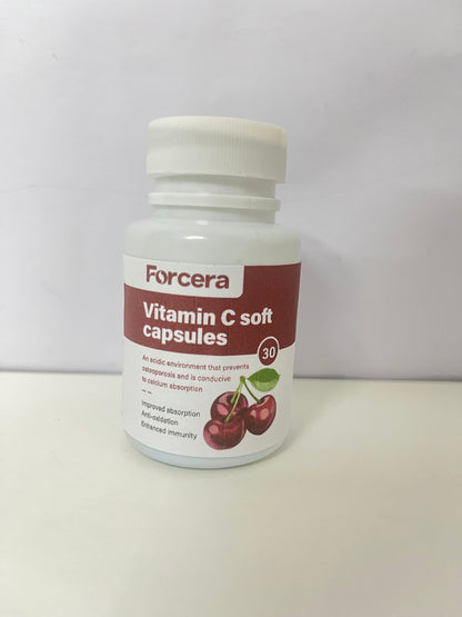 Forcera Vitamin C Soft Capsules (Cherry Flavor)promoting efficient calcium absorption and supporting osteoporosis prevention, strengthening both immunity and bone health