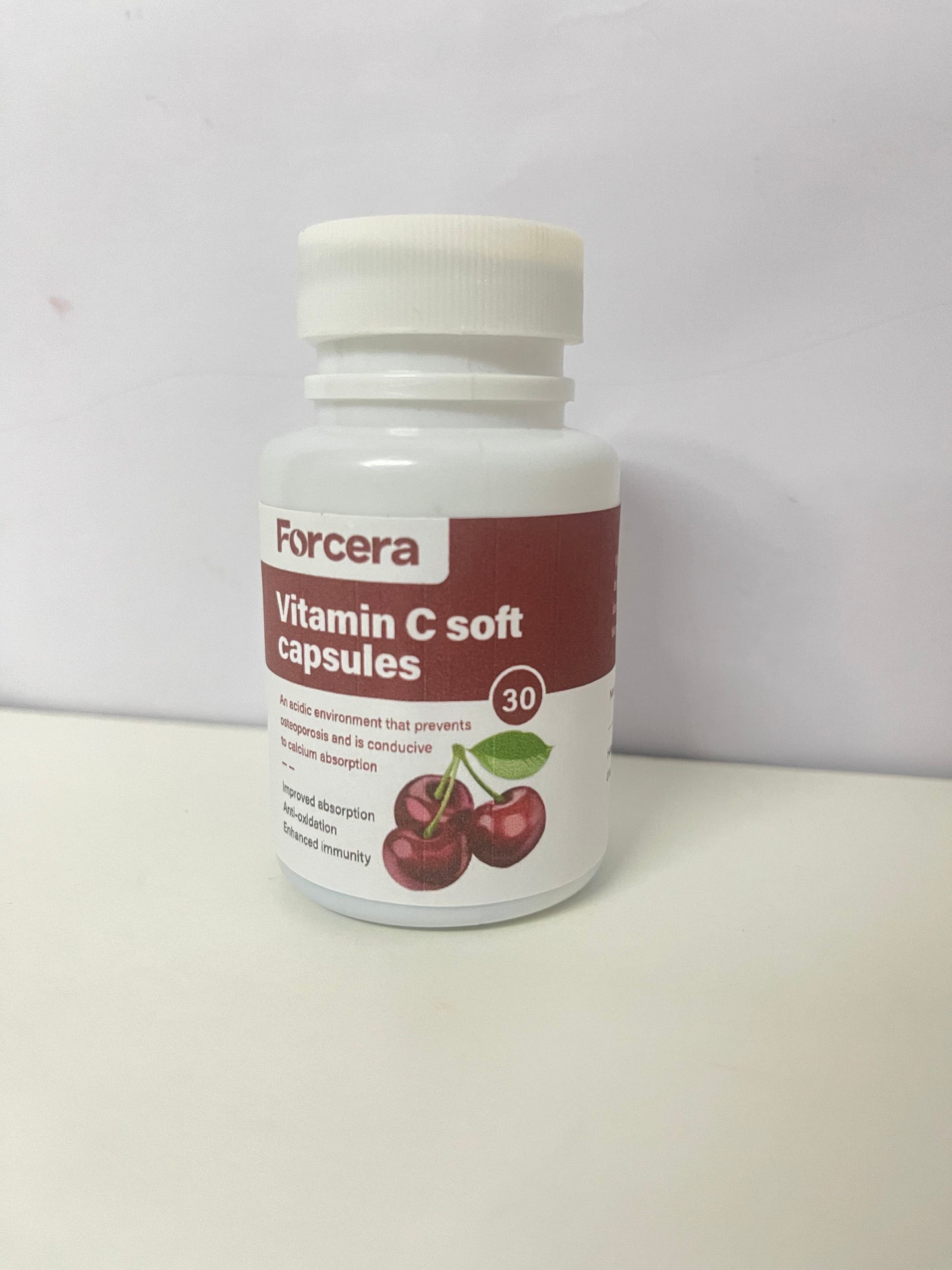 Forcera Vitamin C Soft Capsules (Cherry Flavor)promoting efficient calcium absorption and supporting osteoporosis prevention, strengthening both immunity and bone health