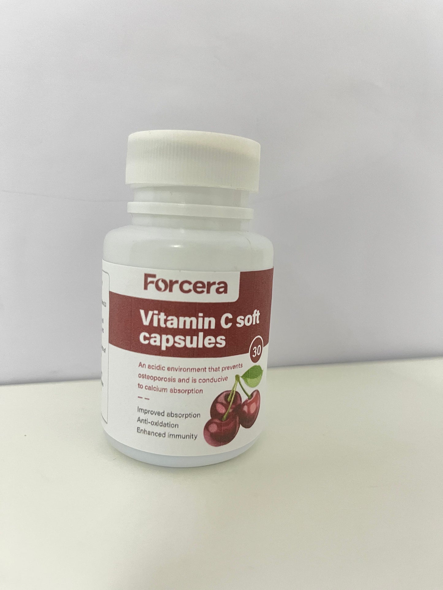 Forcera Vitamin C Soft Capsules (Cherry Flavor)promoting efficient calcium absorption and supporting osteoporosis prevention, strengthening both immunity and bone health