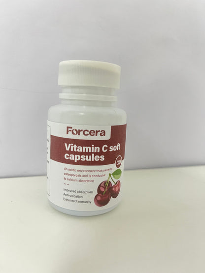 Forcera Vitamin C Soft Capsules (Cherry Flavor)promoting efficient calcium absorption and supporting osteoporosis prevention, strengthening both immunity and bone health