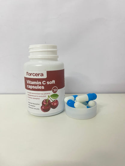 Forcera Vitamin C Soft Capsules (Cherry Flavor)promoting efficient calcium absorption and supporting osteoporosis prevention, strengthening both immunity and bone health