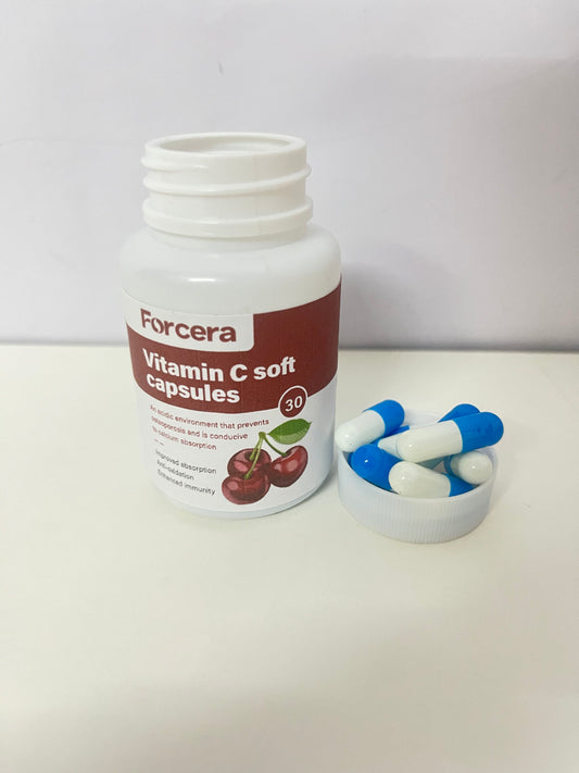 Forcera Vitamin C Soft Capsules (Cherry Flavor)promoting efficient calcium absorption and supporting osteoporosis prevention, strengthening both immunity and bone health