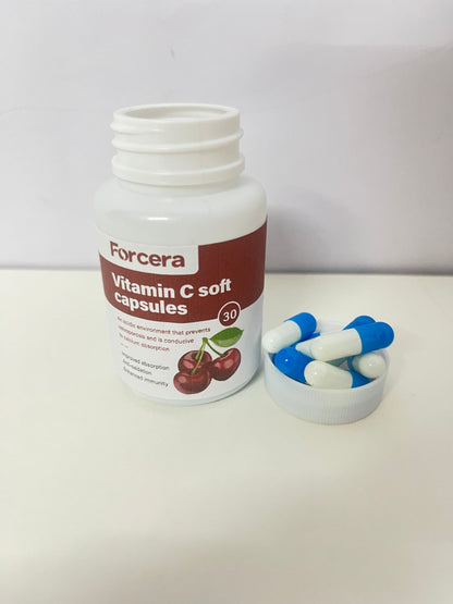 Forcera Vitamin C Soft Capsules (Cherry Flavor)promoting efficient calcium absorption and supporting osteoporosis prevention, strengthening both immunity and bone health