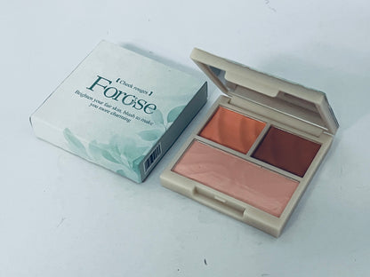 Forose 3-Color Blush Palette, Blendable Natural Glow Cheek Rouge for Brightening Complexion