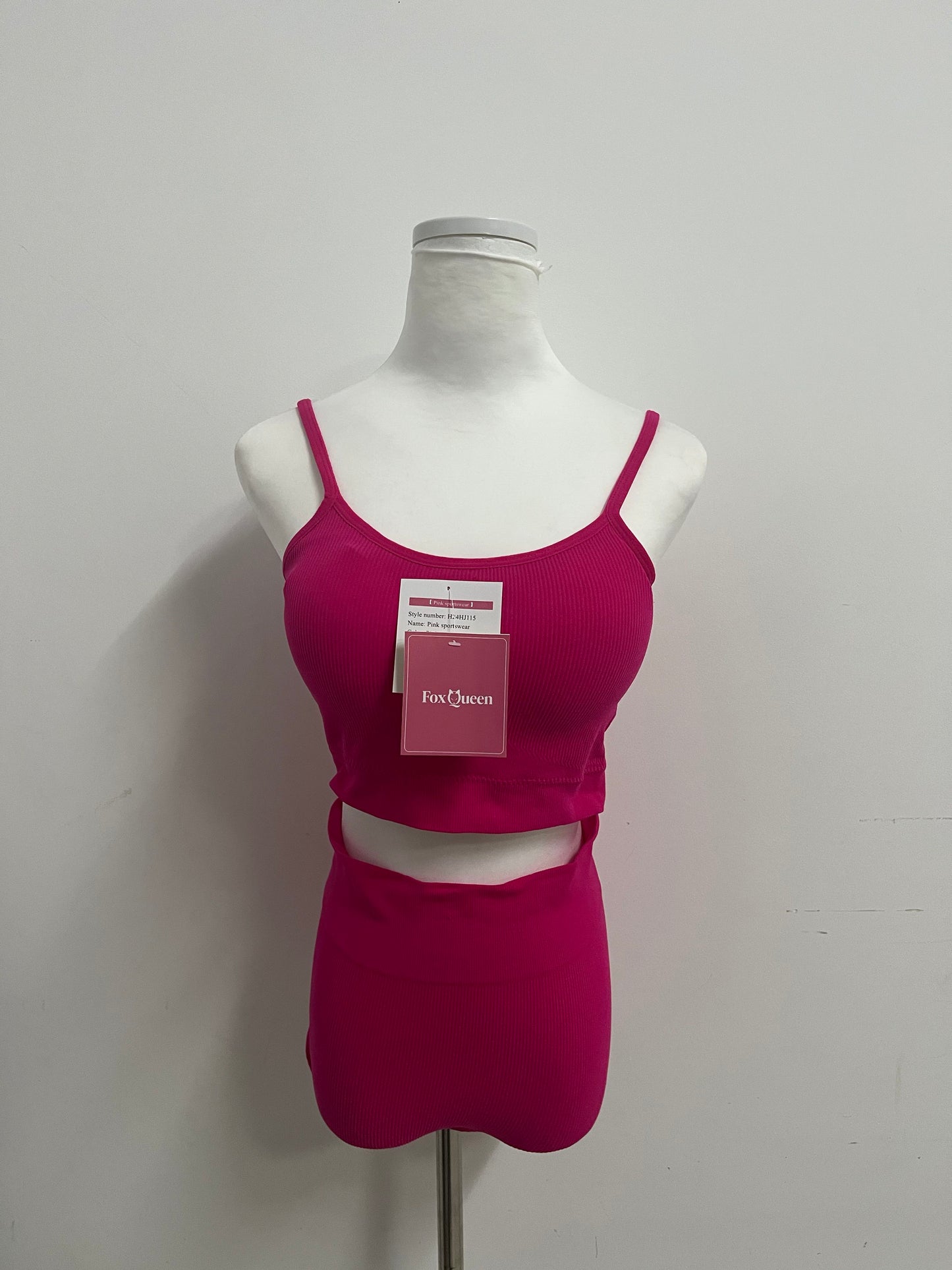 【FoxQueen Pink Ribbed Two-Piece Tracksuit】—— Stylish & Comfortable Casual Outfit