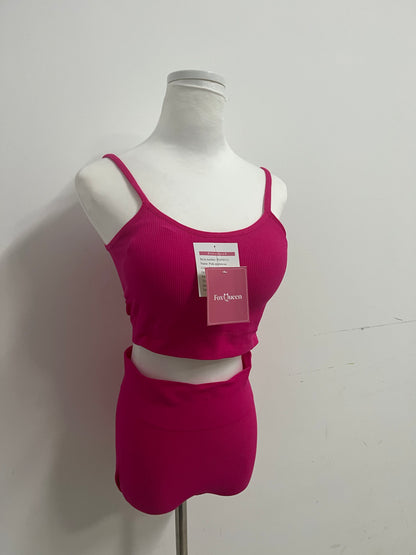 【FoxQueen Pink Ribbed Two-Piece Tracksuit】—— Stylish & Comfortable Casual Outfit