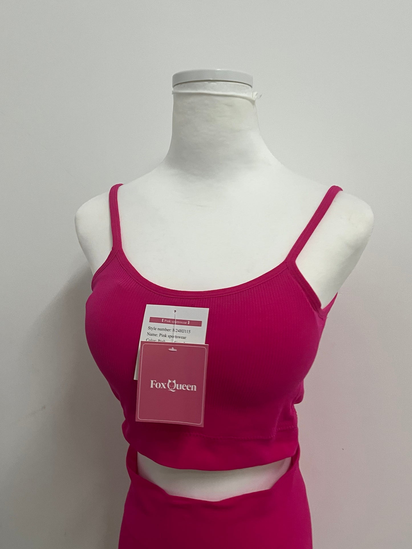 【FoxQueen Pink Ribbed Two-Piece Tracksuit】—— Stylish & Comfortable Casual Outfit