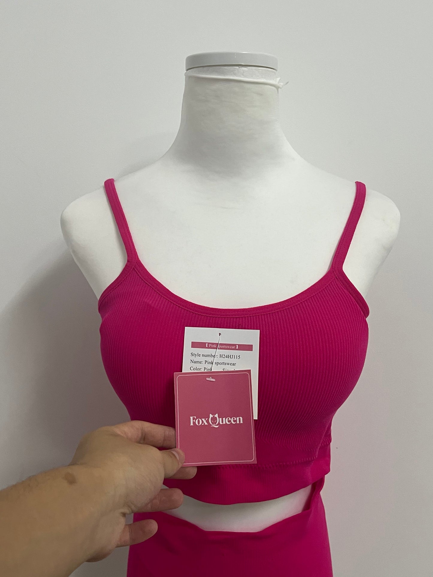 【FoxQueen Pink Ribbed Two-Piece Tracksuit】—— Stylish & Comfortable Casual Outfit