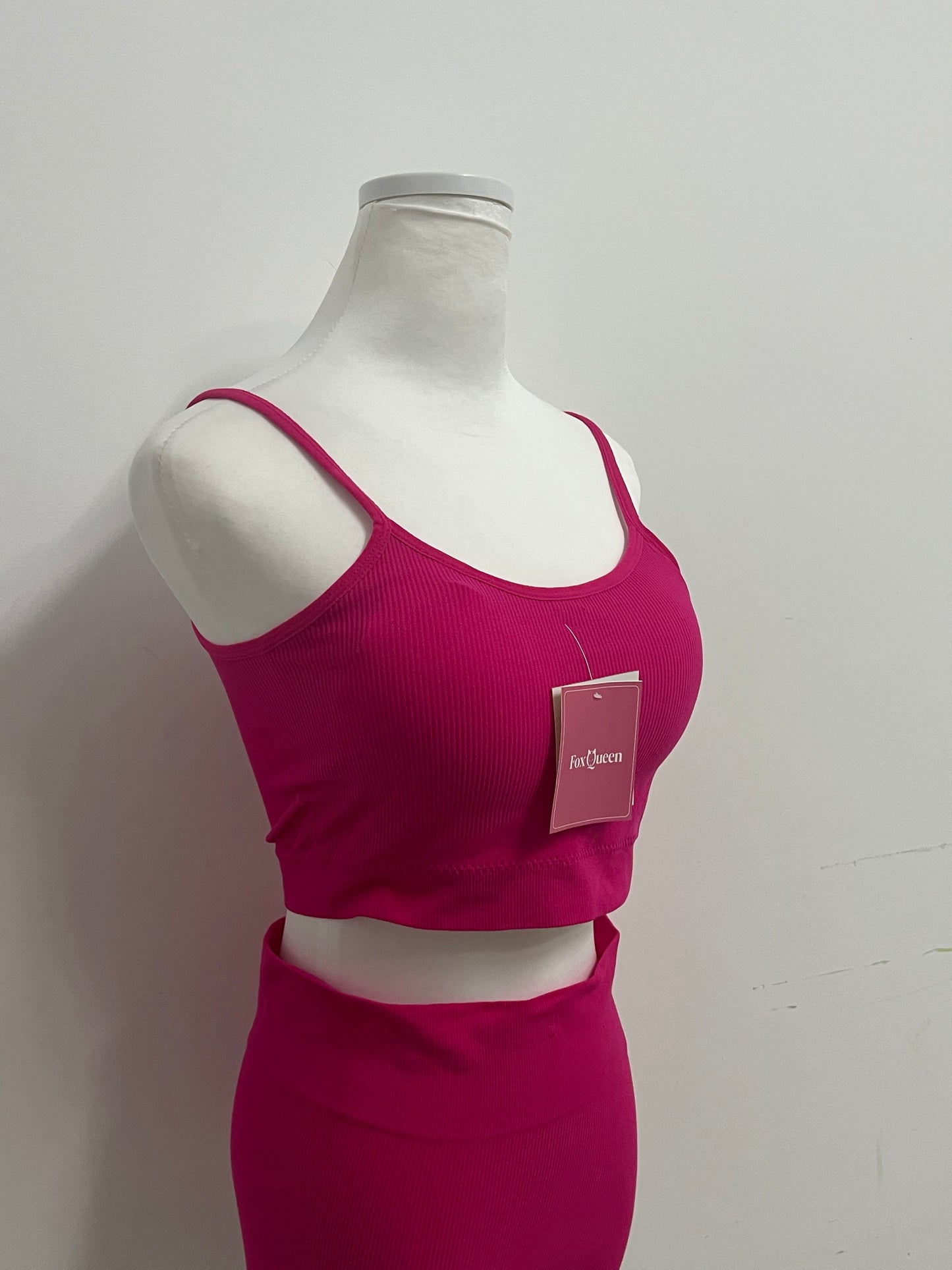 【FoxQueen Pink Ribbed Two-Piece Tracksuit】—— Stylish & Comfortable Casual Outfit