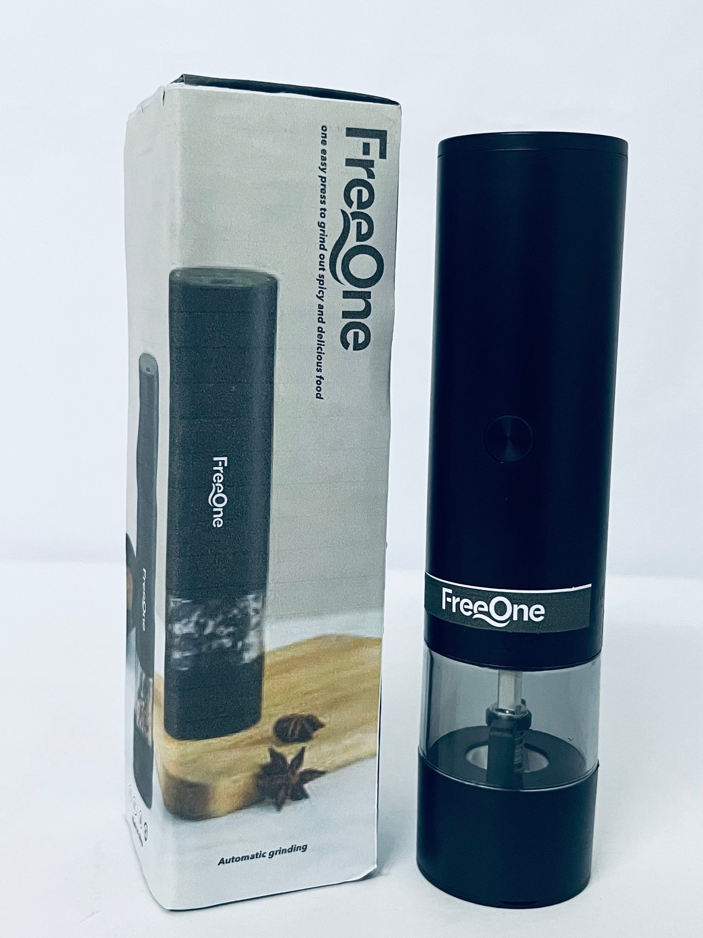 FreeOne Rechargeable Automatic Pepper Mill Grinder Adjustable Coarseness shakers, One-Hand Operation