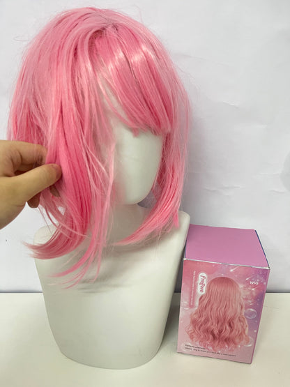 Freewe Wigs Pink Short Wig Sweet & Cool Style Easily Switch Looks Fashion Styling Essential